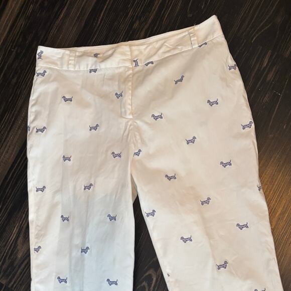 Talbots Heritage Chino  Pants Size 14 Stretch Embroidered Dachshund Dogs - Picture 2 of 13